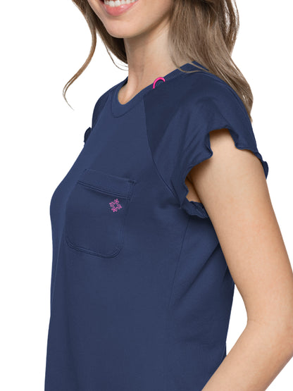 Women's 1-Pocket Lettuce-Edged Top - 706 - Navy