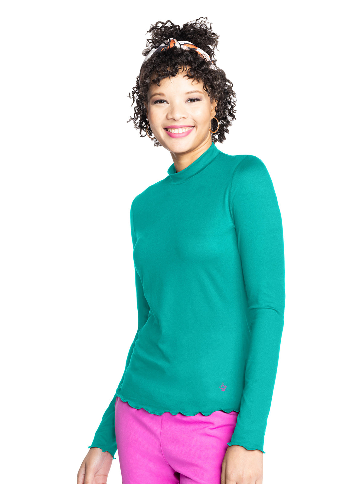 Women's Pocketless Lettuce Edge Underscrub Tee - 707 - Deep Emerald