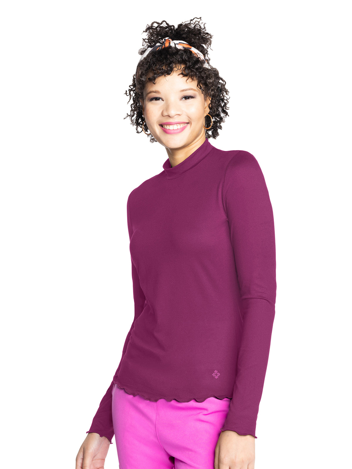 Women's Pocketless Lettuce Edge Underscrub Tee - 707 - Wine