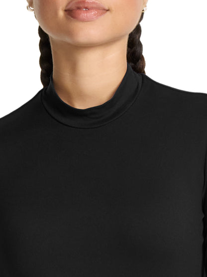 Women's Pocketless Mock Neck Underscrub Tee - 708 - Black