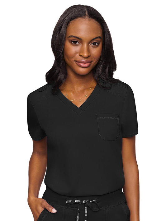 Women's 1-Pocket V-Neck Scrub Top - 7448 - Black