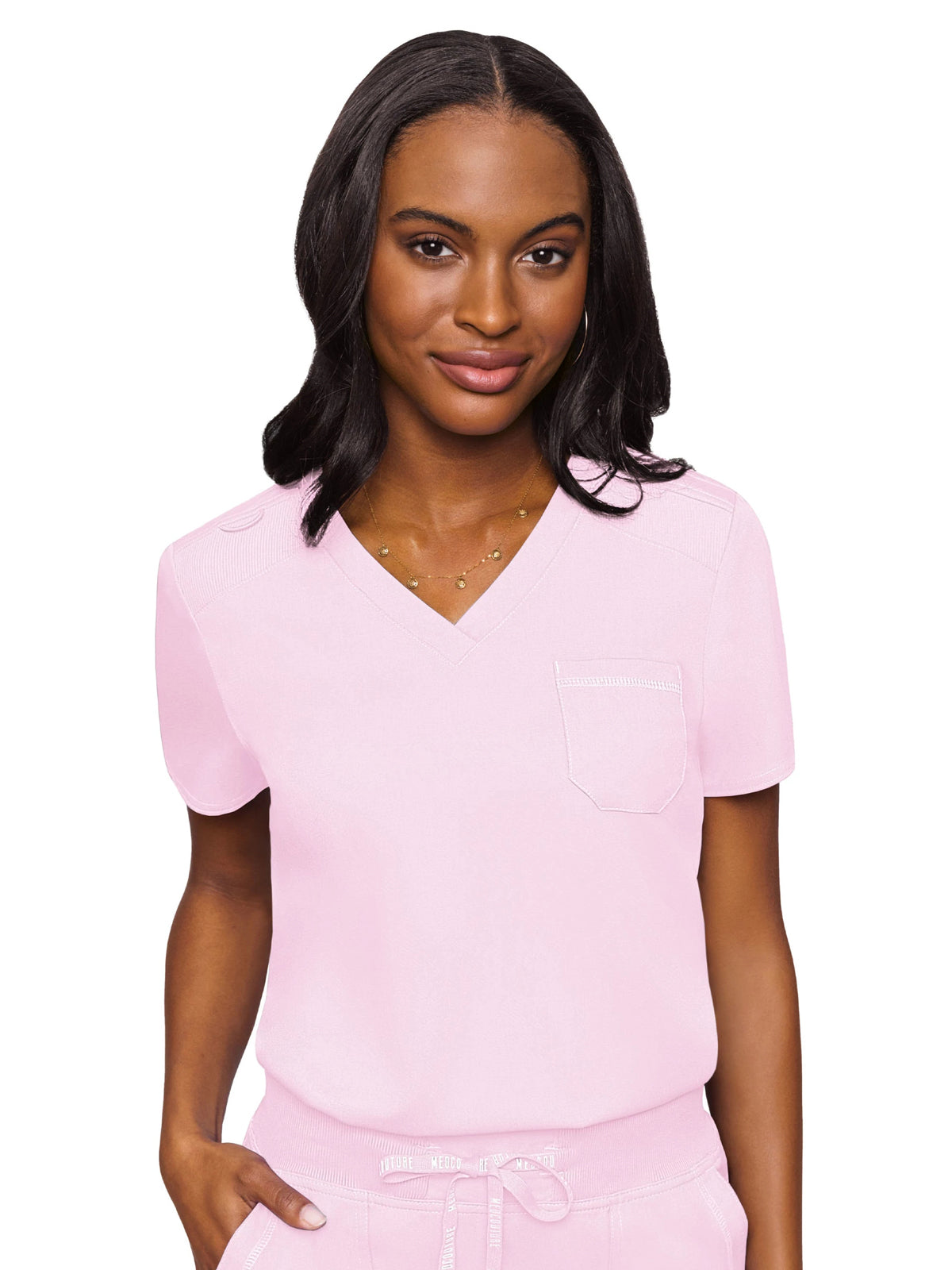 Women's 1-Pocket V-Neck Scrub Top - 7448 - Ice Pink