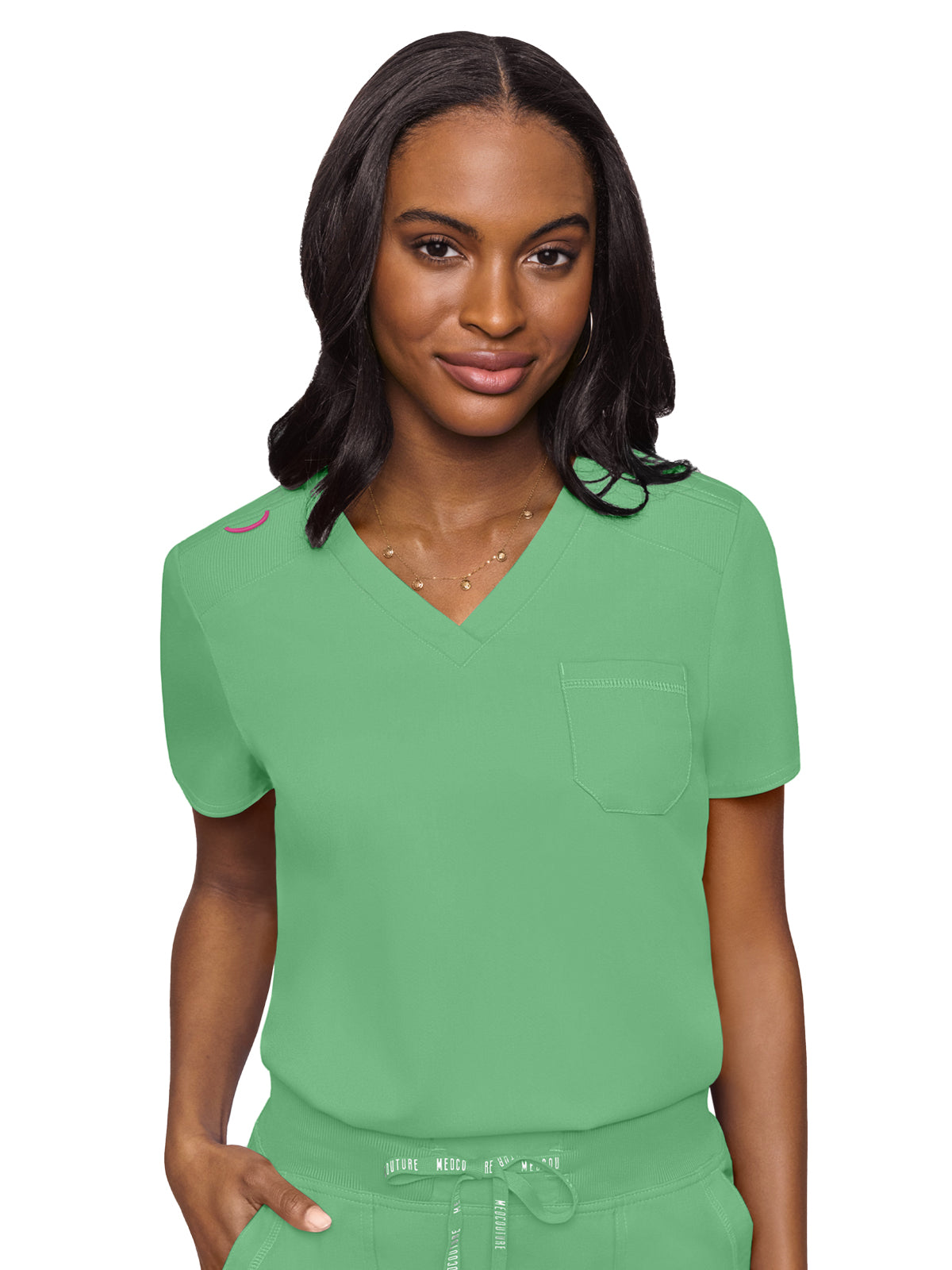 Women's 1-Pocket V-Neck Scrub Top - 7448 - Kiwi Lime