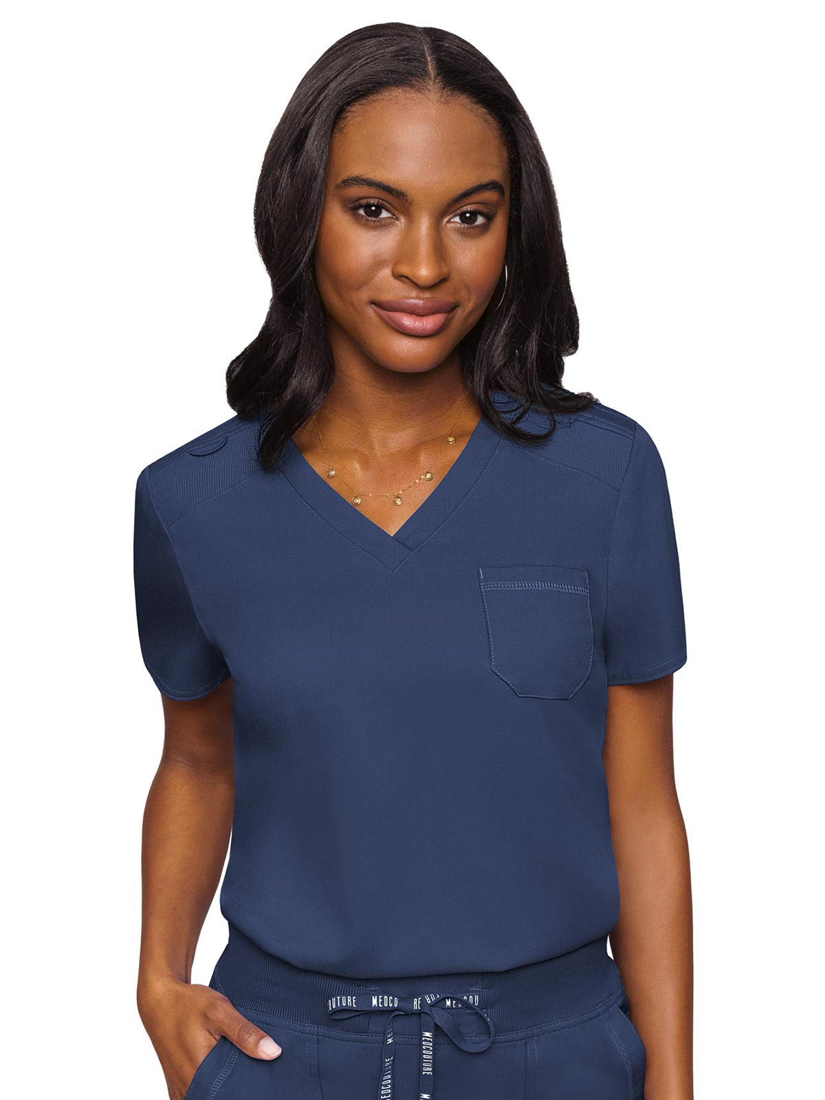 Women's 1-Pocket V-Neck Scrub Top - 7448 - Navy