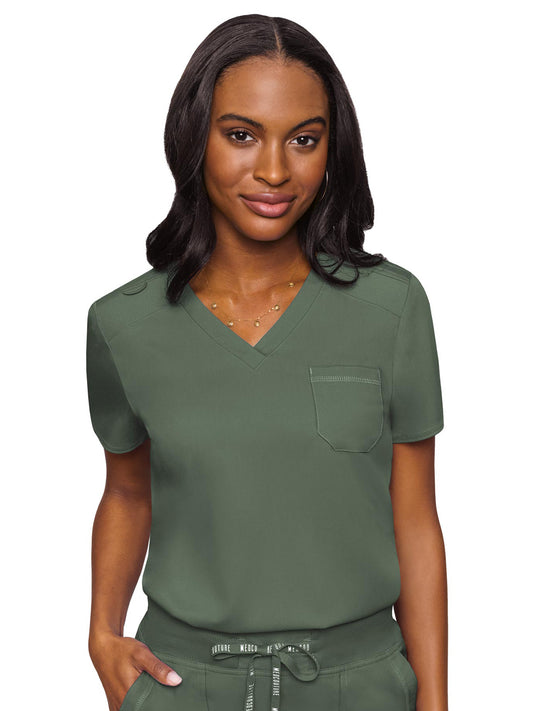 Women's 1-Pocket V-Neck Scrub Top - 7448 - Olive