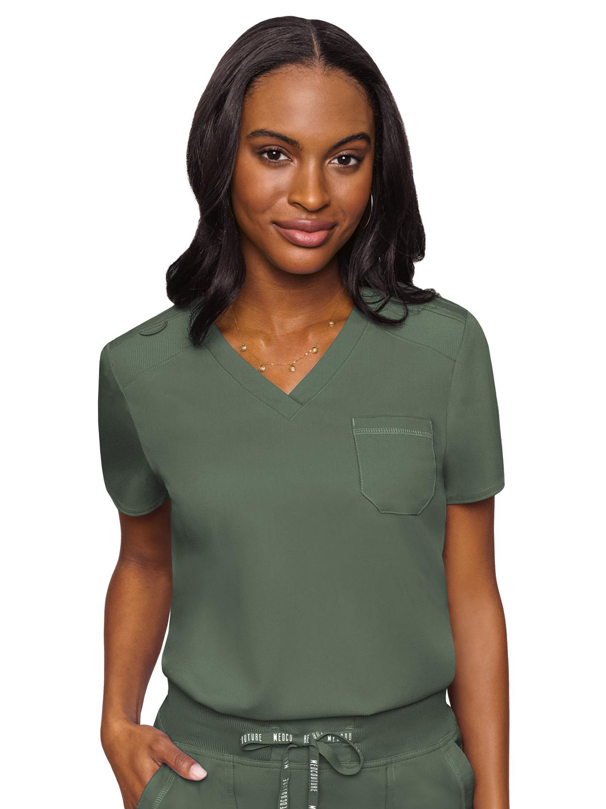 Women's 1-Pocket V-Neck Top - 7448 - Olive