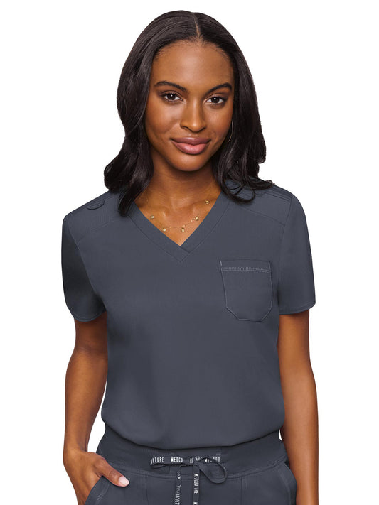 Women's 1-Pocket V-Neck Scrub Top - 7448 - Pewter