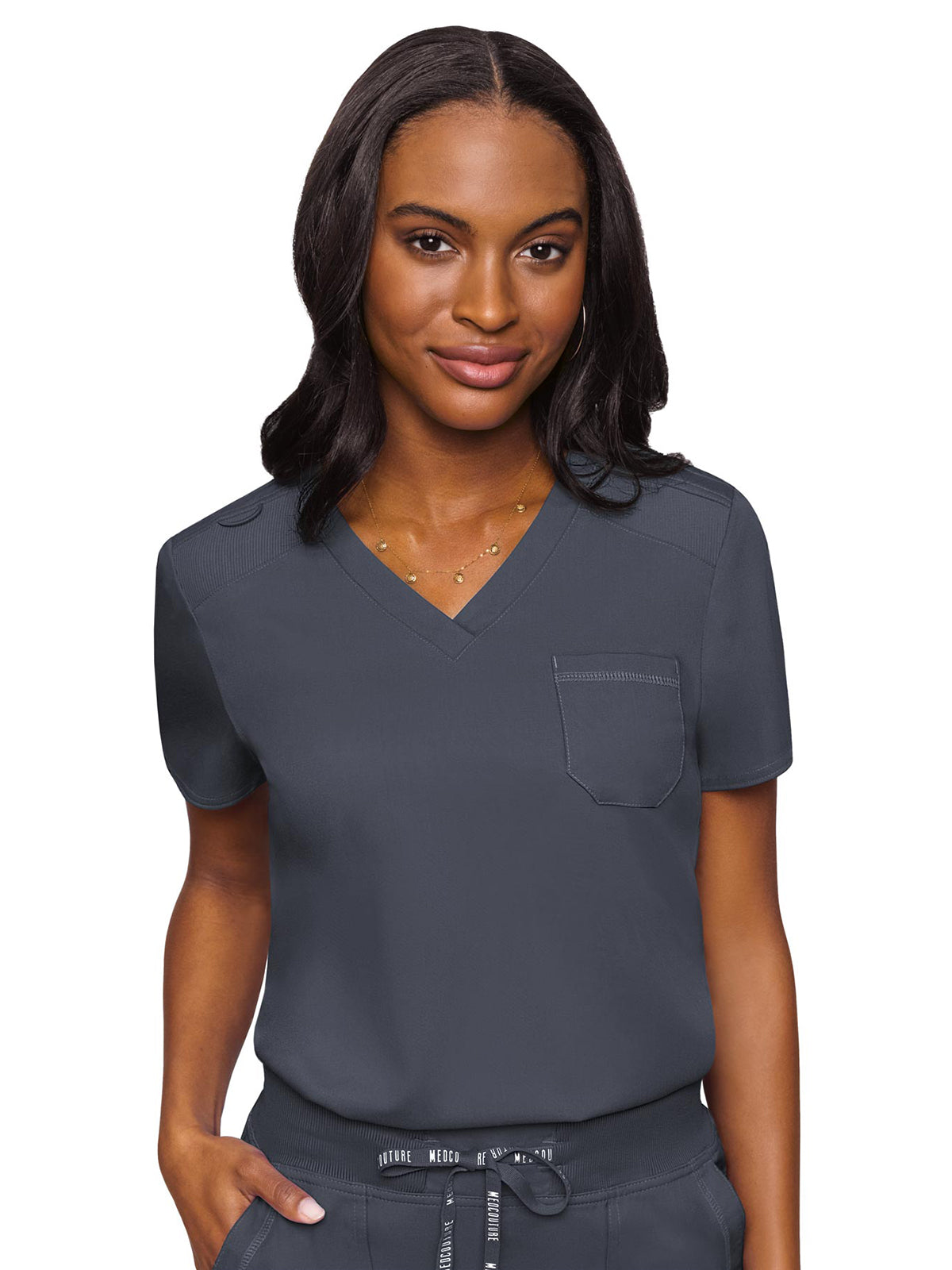 Women's 1-Pocket V-Neck Top - 7448 - Pewter