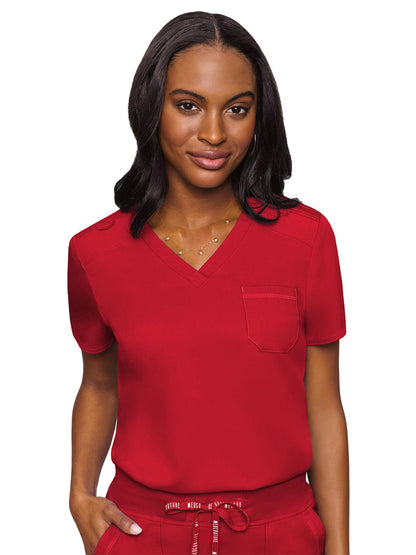 Women's 1-Pocket V-Neck Scrub Top - 7448 - Red