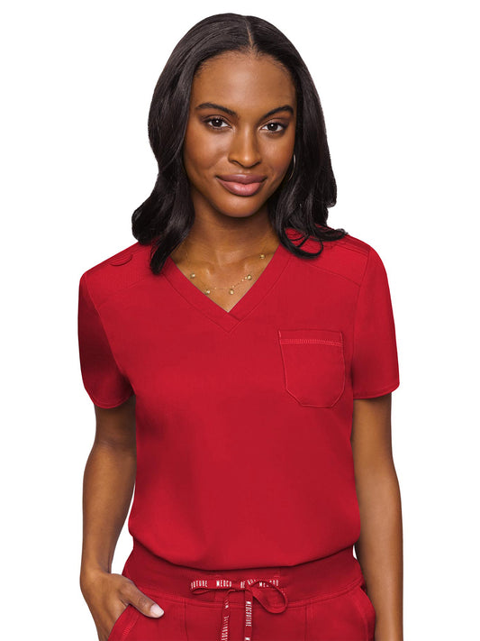 Women's 1-Pocket V-Neck Scrub Top - 7448 - Red