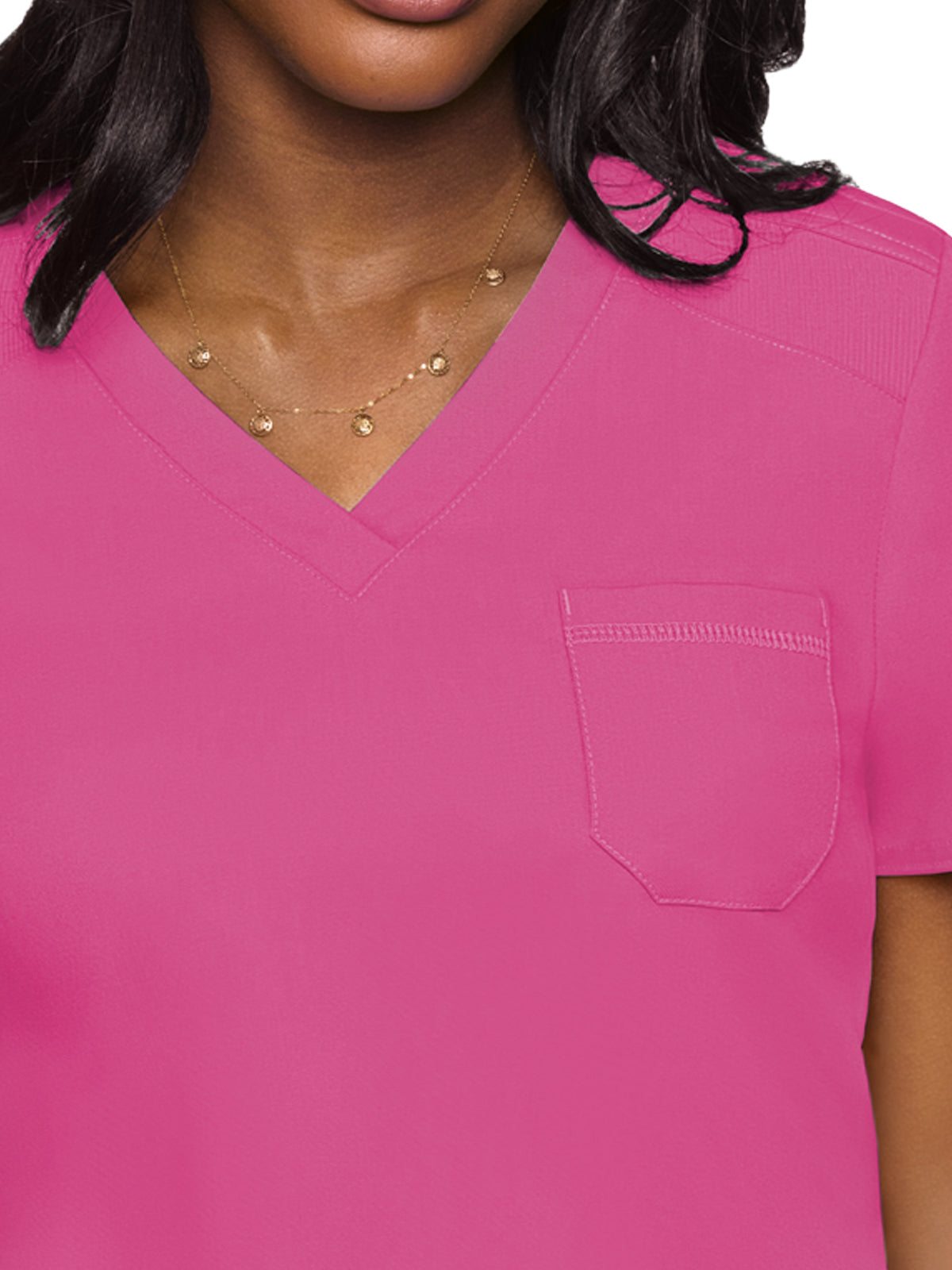 Women's 1-Pocket V-Neck Top - 7448 - Raspberry Tart