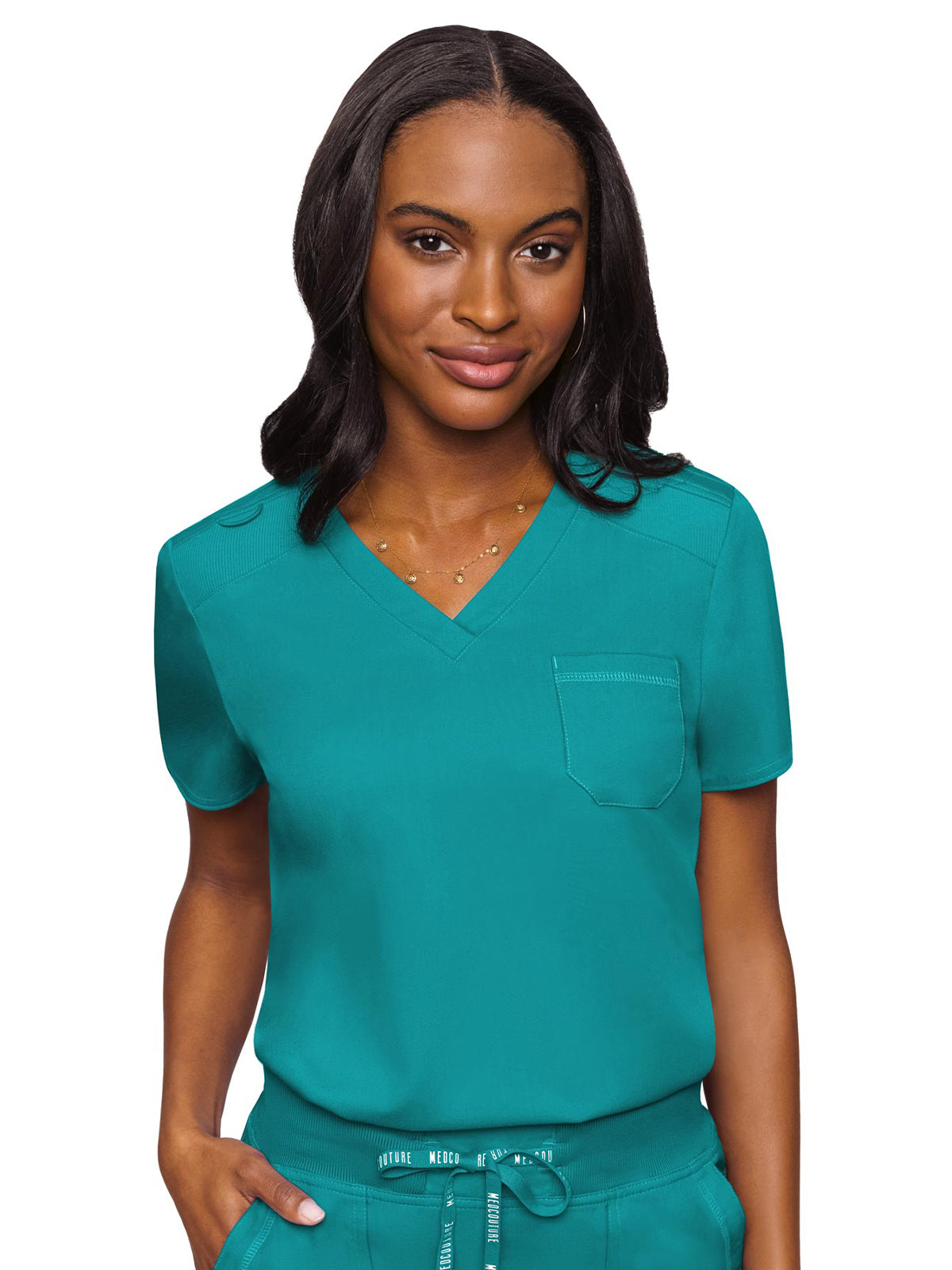 Women's 1-Pocket V-Neck Scrub Top - 7448 - Teal