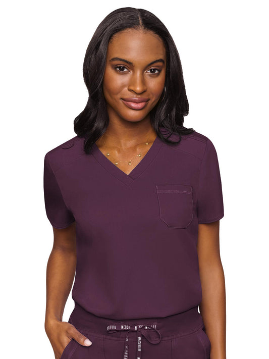 Women's 1-Pocket V-Neck Scrub Top - 7448 - Wine