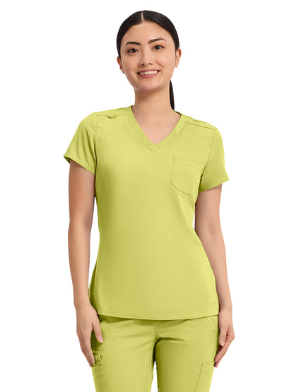 Women's 1-Pocket V-Neck Top - 7448 - Wasabi