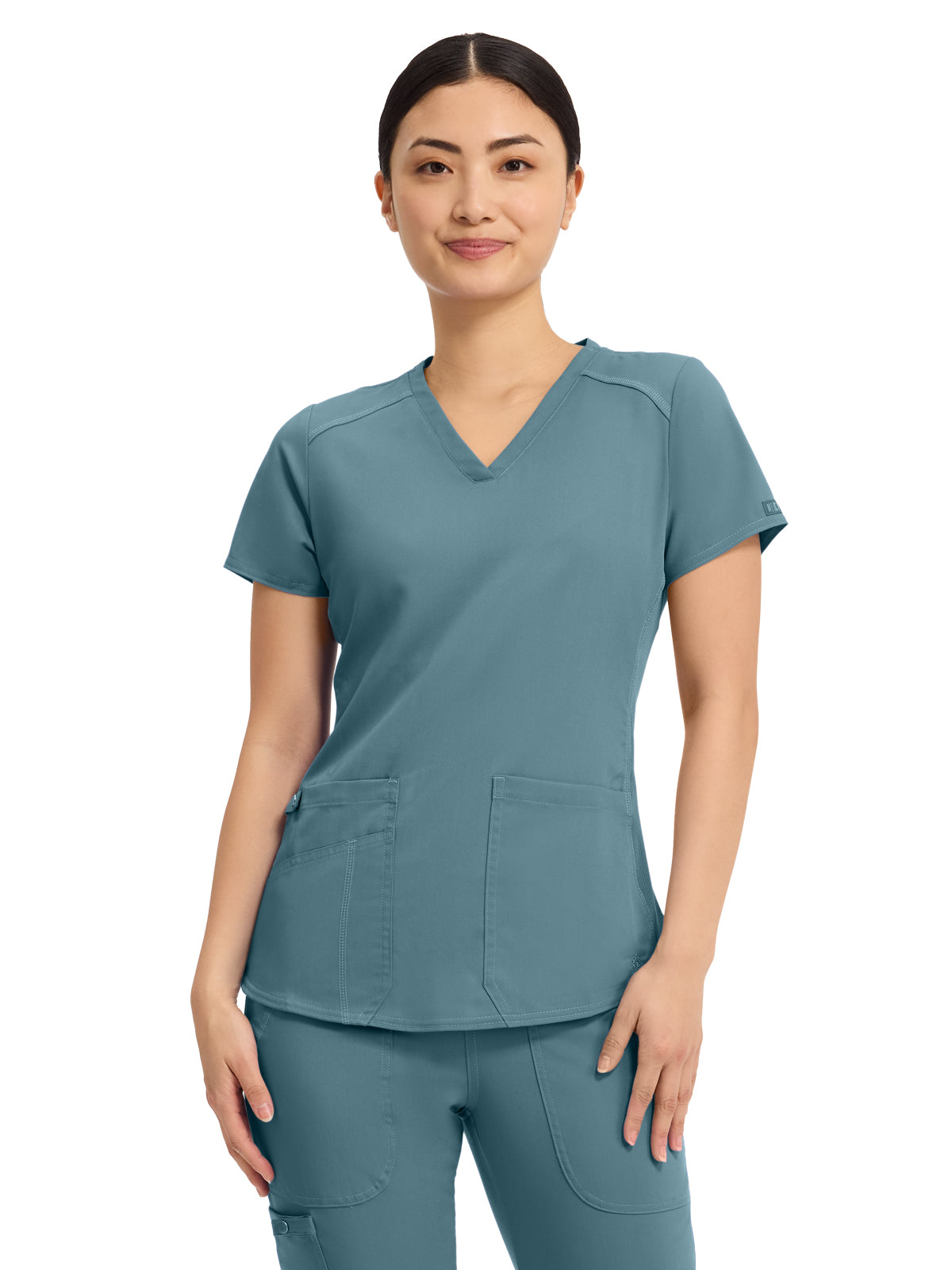 Women's 4-Pocket V-Neck Shirttail Top - 7459 - Blue Jean Baby