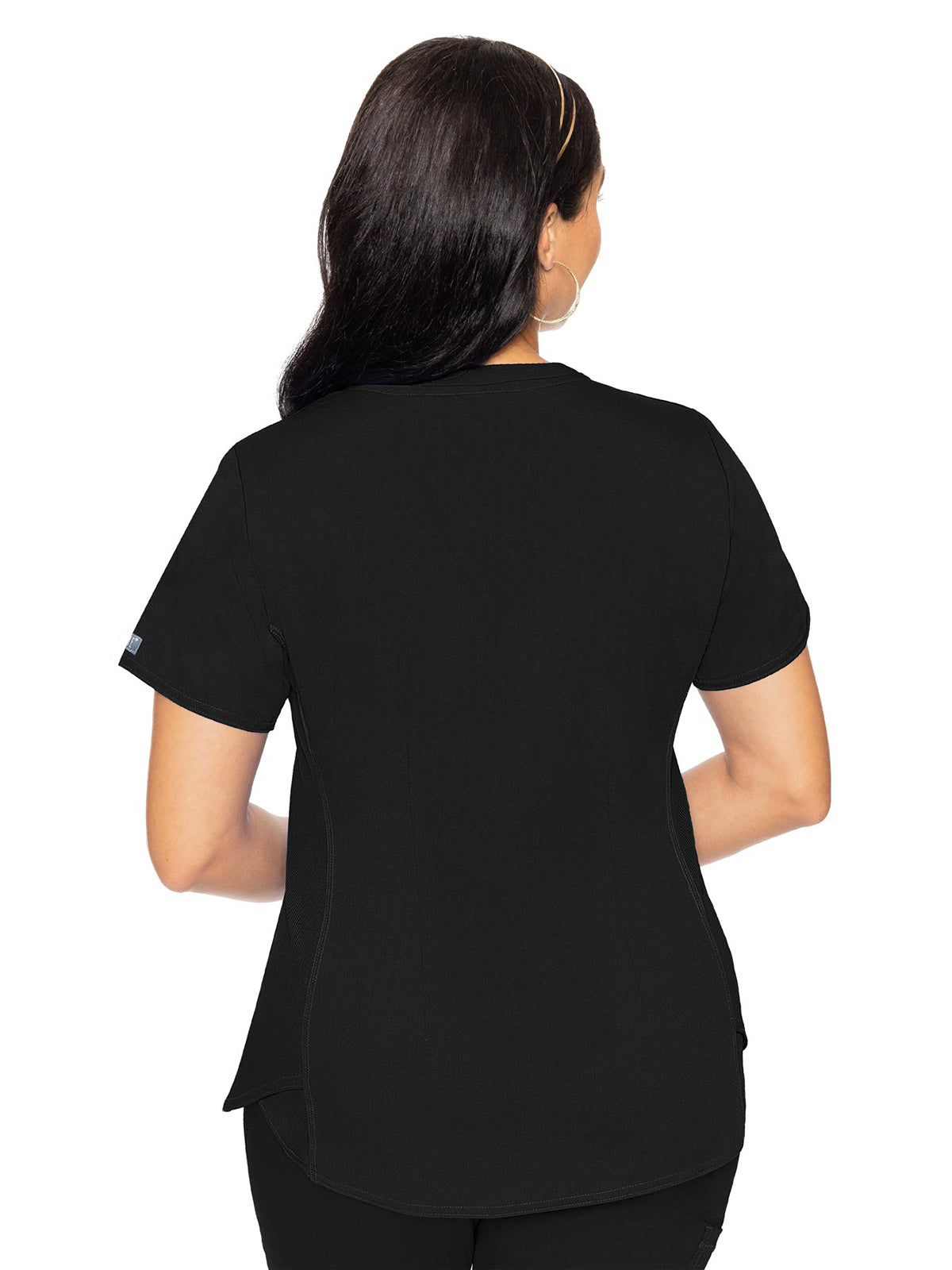 Women's 4-Pocket V-Neck Shirttail Top - 7459 - Black