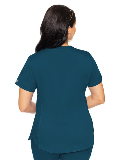 Women's 4-Pocket V-Neck Shirttail Top - 7459 - Caribbean