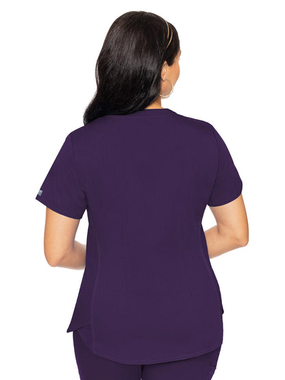 Women's 4-Pocket V-Neck Shirttail Top - 7459 - Eggplant