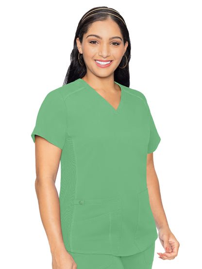 Women's 4-Pocket V-Neck Shirttail Top - 7459 - Kiwi Lime