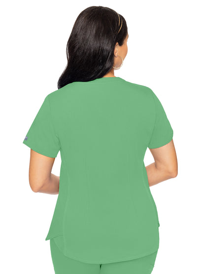 Women's 4-Pocket V-Neck Shirttail Top - 7459 - Kiwi Lime