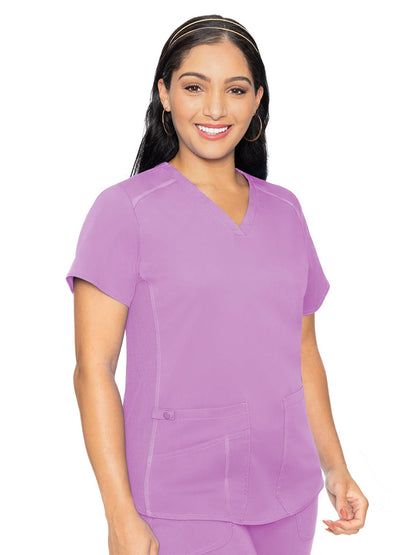 Women's 4-Pocket V-Neck Shirttail Top - 7459 - Lilac