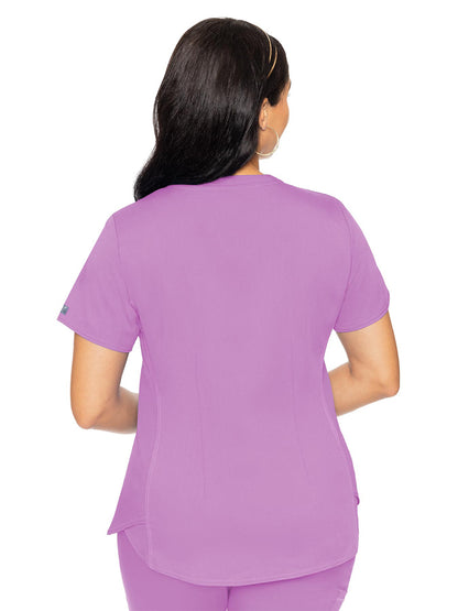 Women's 4-Pocket V-Neck Shirttail Top - 7459 - Lilac