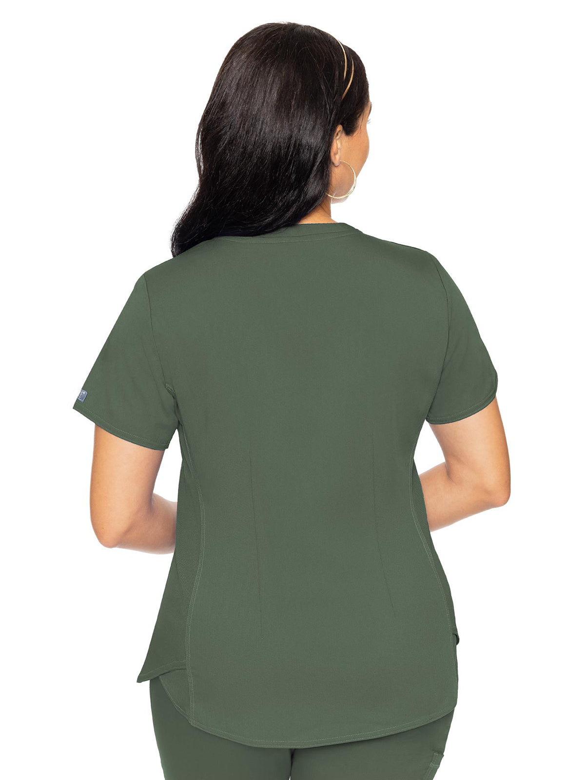 Women's 4-Pocket V-Neck Shirttail Top - 7459 - Olive