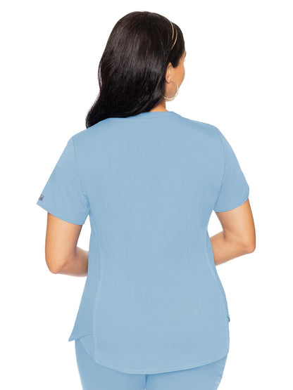 Women's 4-Pocket V-Neck Shirttail Top - 7459 - Periwinkle