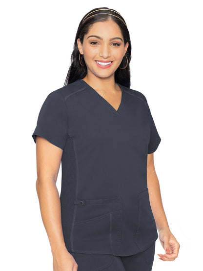 Women's 4-Pocket V-Neck Shirttail Top - 7459 - Pewter