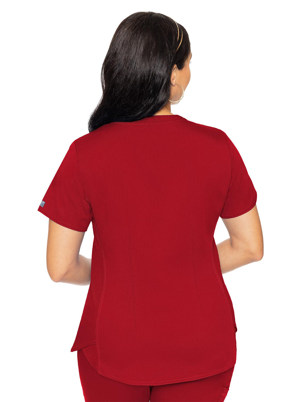 Women's 4-Pocket V-Neck Shirttail Top - 7459 - Red