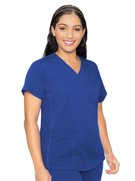 Women's 4-Pocket V-Neck Shirttail Top - 7459 - Royal