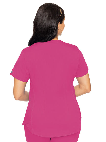 Women's 4-Pocket V-Neck Shirttail Top - 7459 - Raspberry Tart