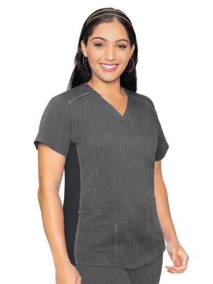 Women's 4-Pocket V-Neck Shirttail Top - 7459 - Slate