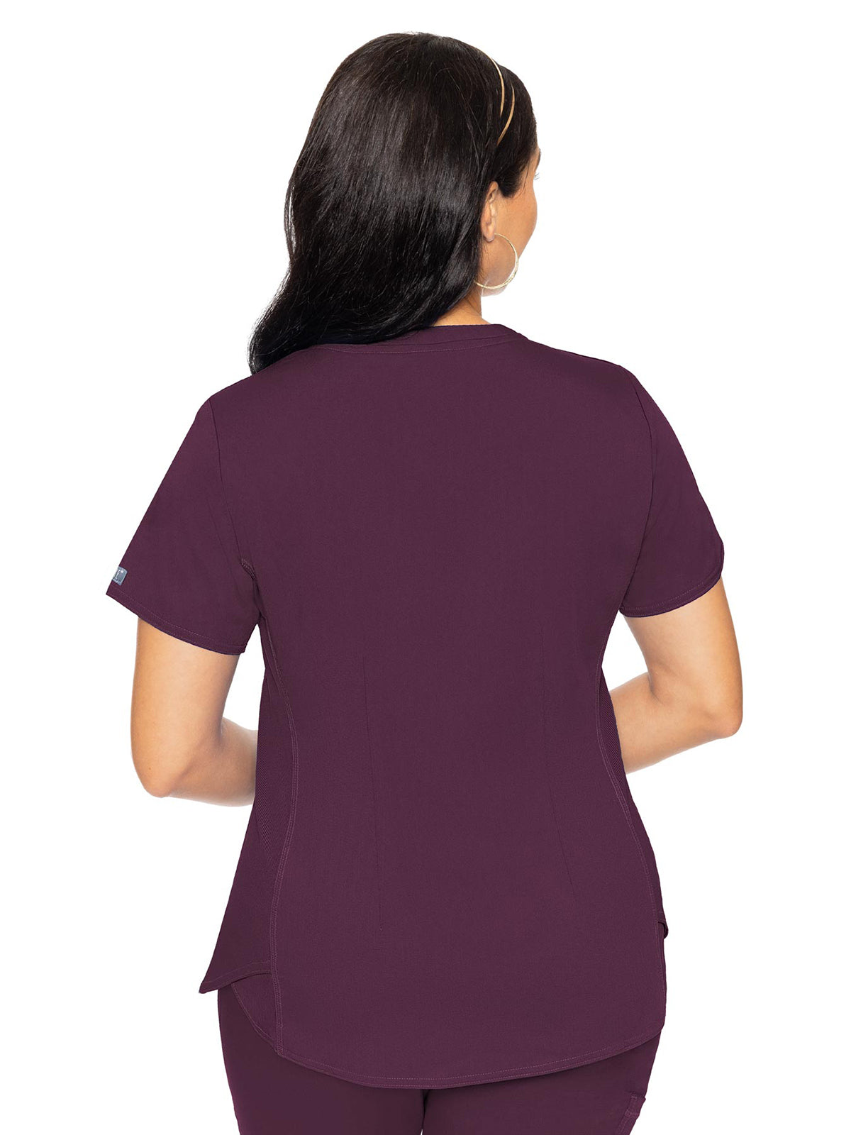 Women's 4-Pocket V-Neck Shirttail Top - 7459 - Wine