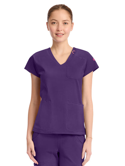 Women's 3-Pocket V-Neck Top - 752 - Galactic Purple