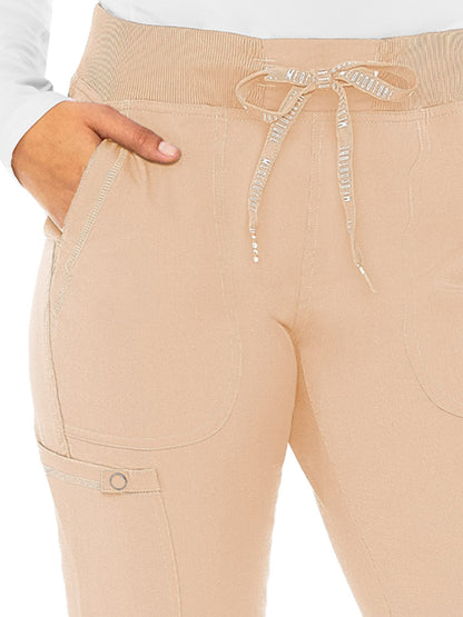 Women's 5-Pocket Rib-Knit Waistband Pant - 7710 - Apricot Sorbet