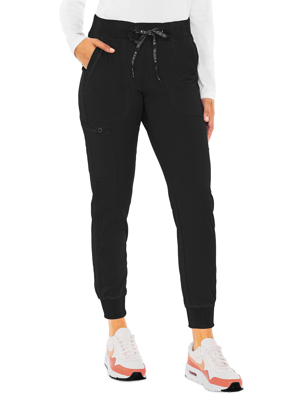 Women's 5-Pocket Rib-Knit Waistband Pant - 7710 - Black