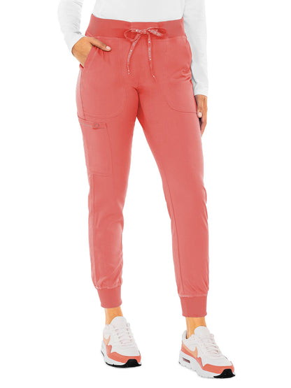 Women's 5-Pocket Rib-Knit Waistband Pant - 7710 - Coral