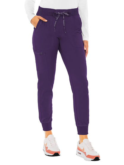 Women's 5-Pocket Rib-Knit Waistband Pant - 7710 - Eggplant