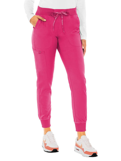 Women's 5-Pocket Rib-Knit Waistband Pant - 7710 - Pink Punch