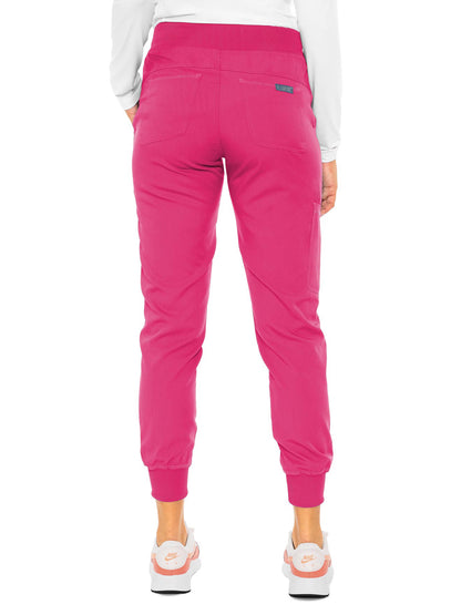 Women's 5-Pocket Rib-Knit Waistband Pant - 7710 - Pink Punch