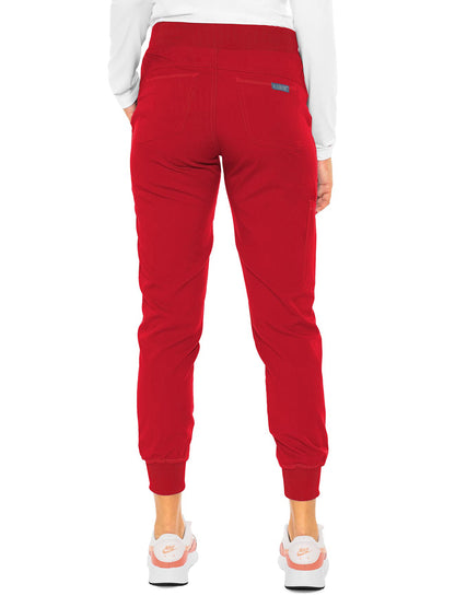 Women's 5-Pocket Rib-Knit Waistband Pant - 7710 - Red