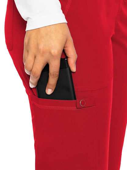 Women's 5-Pocket Rib-Knit Waistband Pant - 7710 - Red