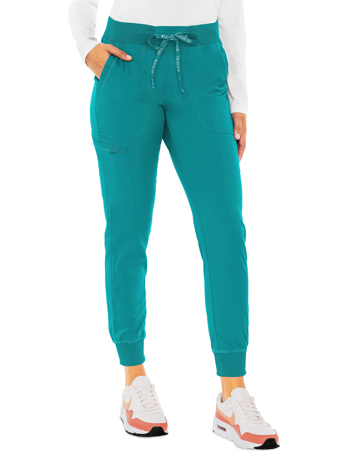 Women's 5-Pocket Rib-Knit Waistband Pant - 7710 - Teal