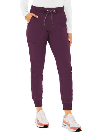 Women's 5-Pocket Rib-Knit Waistband Pant - 7710 - Wine