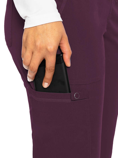 Women's 5-Pocket Rib-Knit Waistband Pant - 7710 - Wine