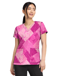 Women's 2-Pocket V-Neck Print Top - 8564 - Dots So Caring