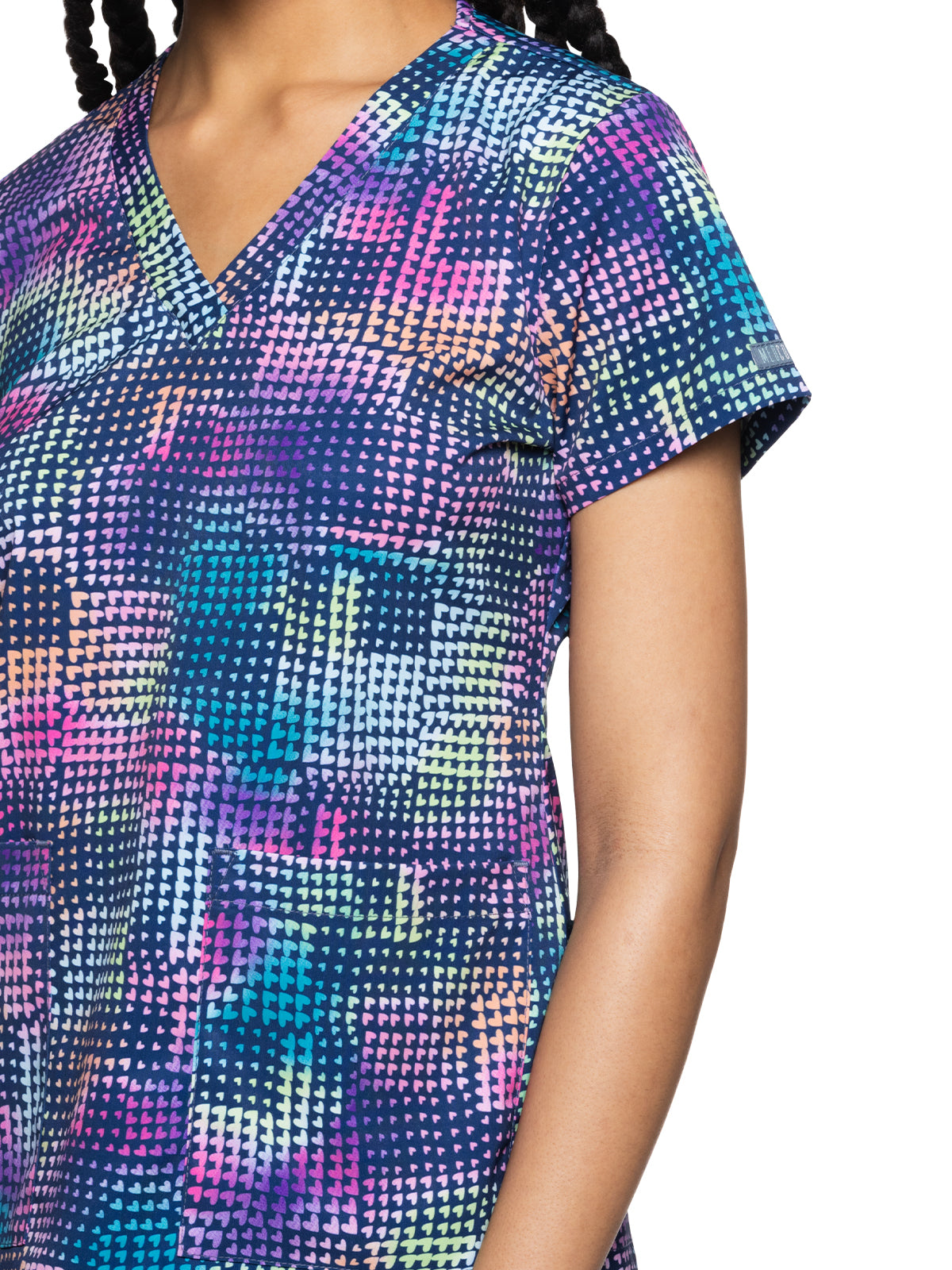 Women's 2-Pocket V-Neck Print Scrub Top - 8564 - Rainbow Patch