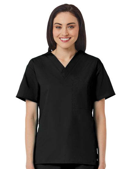 Unisex One-Pocket V-Neck Top - 1006 - Black