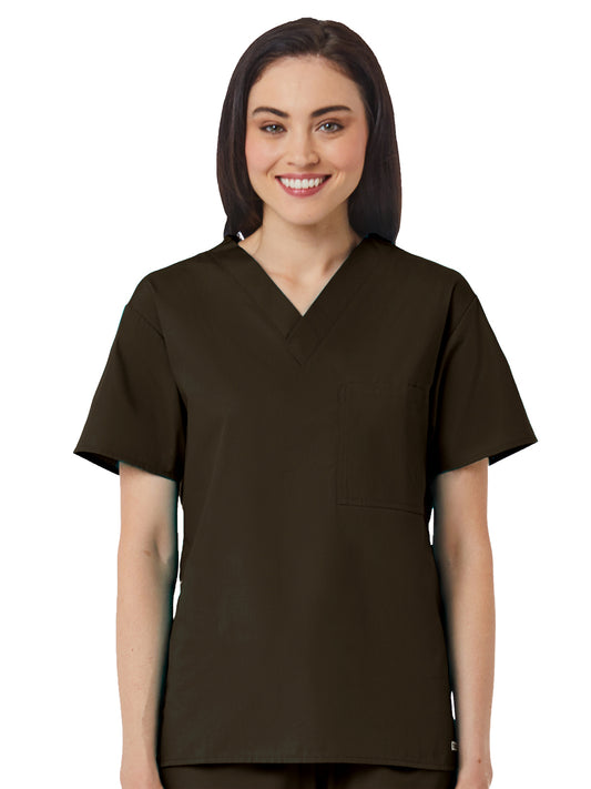 Unisex One-Pocket V-Neck Top - 1006 - Chocolate